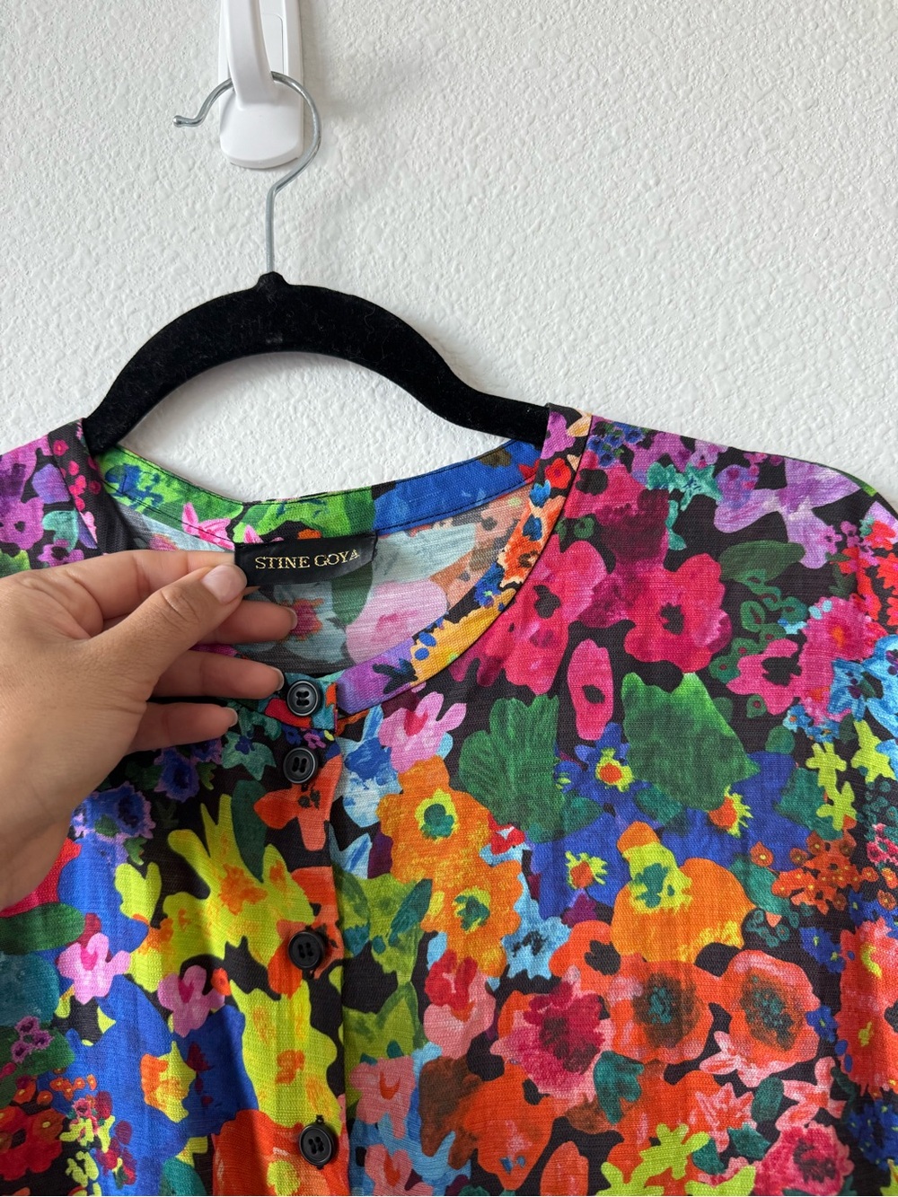 STINE GOYA Black Multicolor Floral Button-Up Dress - Picture 4 of 10